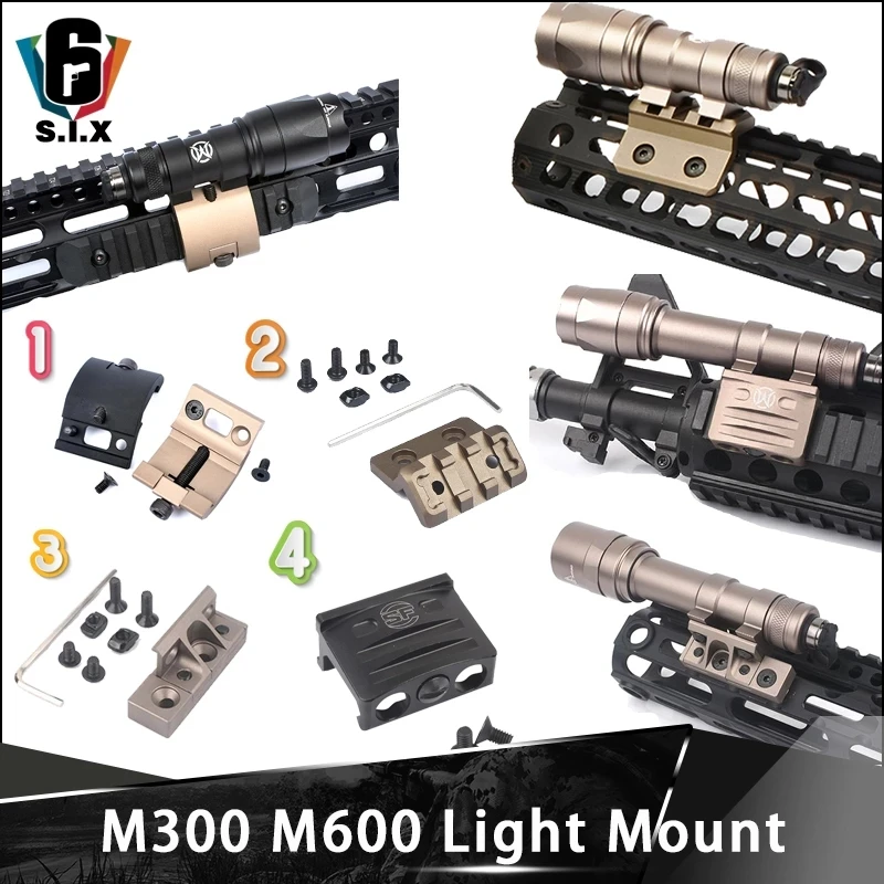 Держатель тактического фонаря рельсовый Пикатинни 20 мм для Surefir Airsoft M300 M600 M600DF Scout