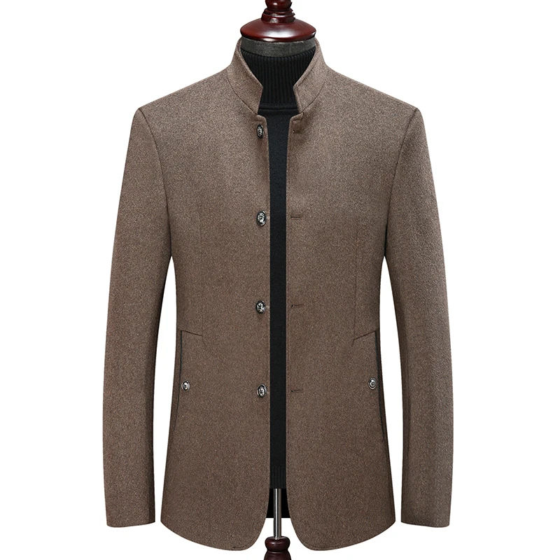Мужское зимнее пальто с отложным воротником однотонное | Мужская одежда