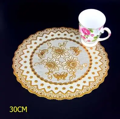 6pcs 6 шт. бронзовые кружева ПВХ коврик для столового стола Золотой подстаканник водонепроницаемый изоляционный коврик посуда принадлежности для ресторанов - Цвет: 6pcs