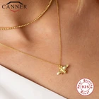 Женское Ожерелье CANNER, ожерелье из настоящего серебра 925 пробы с насекомыми и пчелами, Круглый чокер, цепочка до ключиц