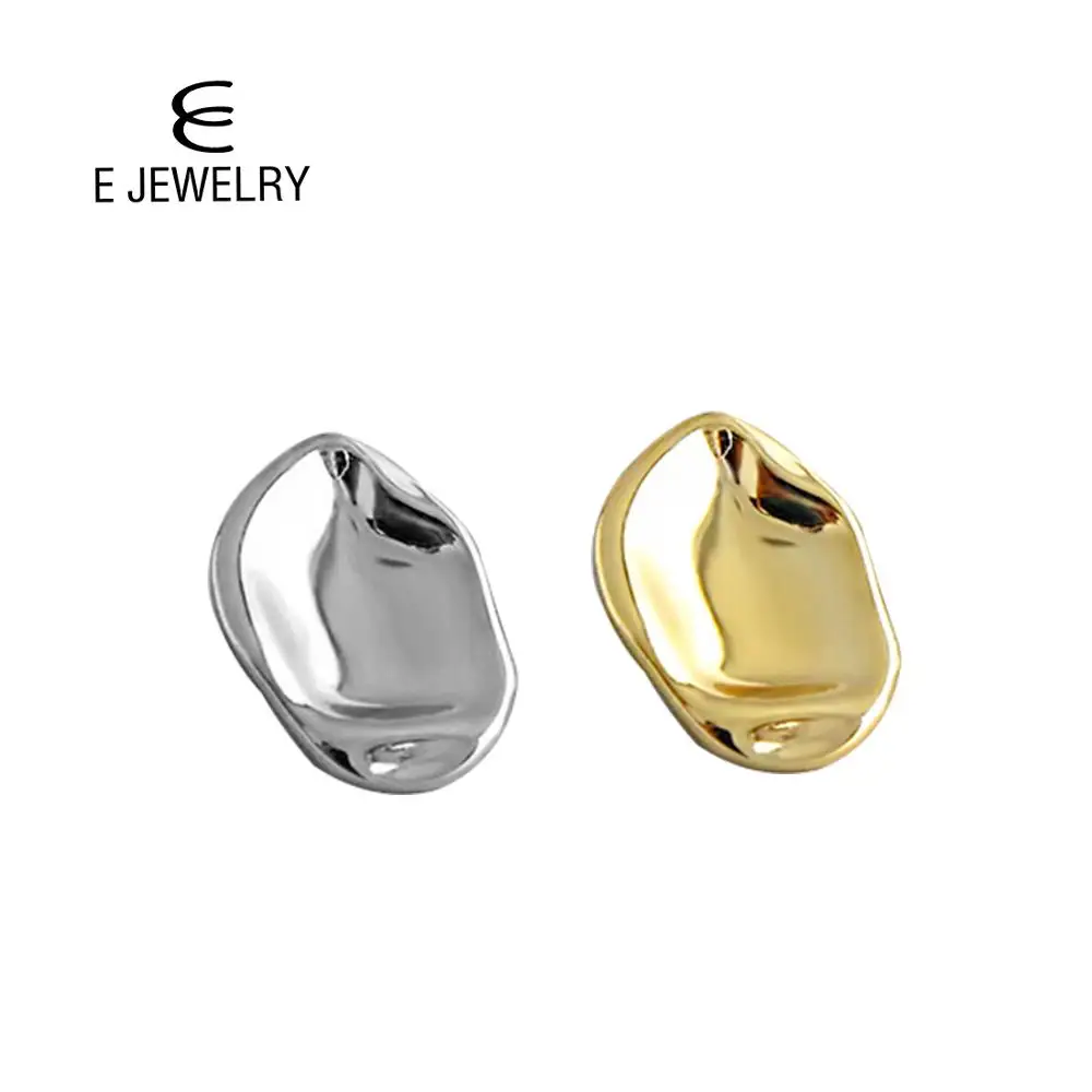 E Jewelry Серьги гвоздики из стерлингового серебра 925 пробы Позолоченные гладкие