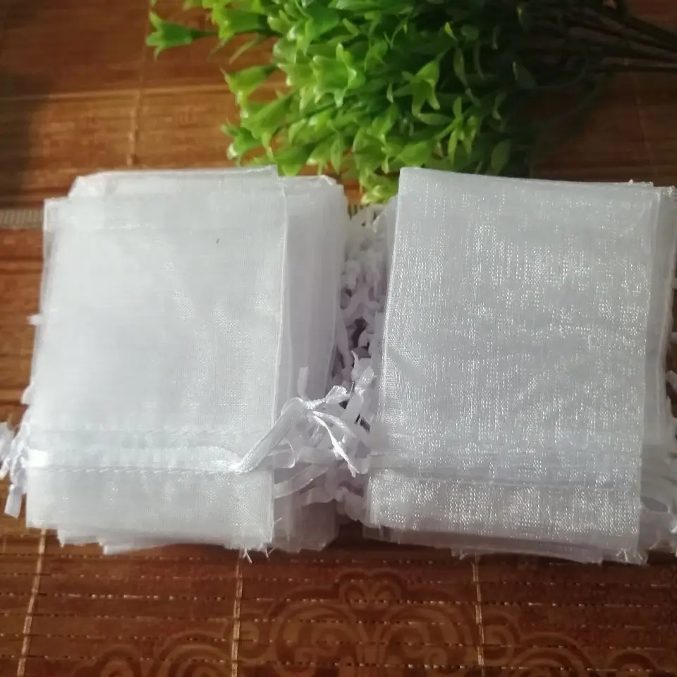 100pcs/Lot Organza Drawstring Bags 5x7 7x9 9x12 10x15cm Jewelry Packaging Bags Wedding Christmas Birthday Gift Packing Pouces