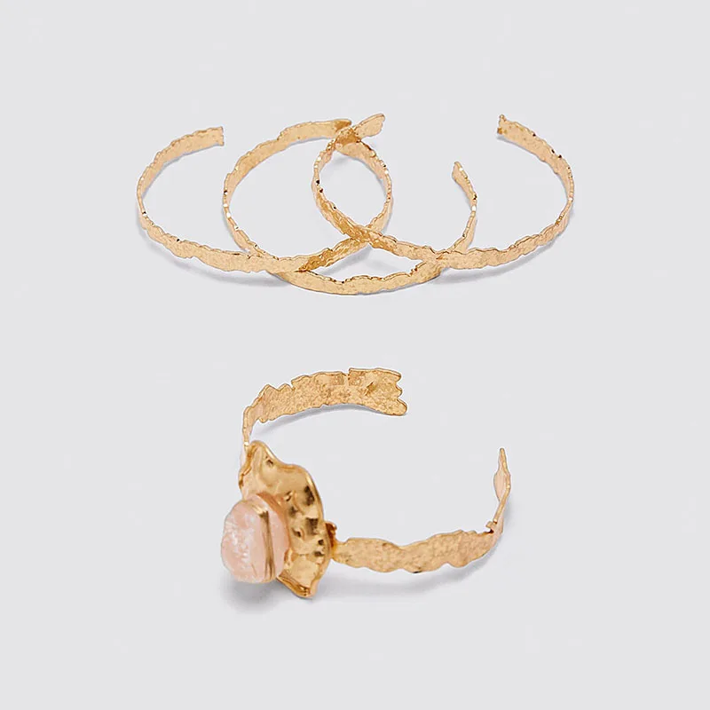 Винтажные золотые браслеты манжеты с природными камнями 2020 Новинка ZA женские