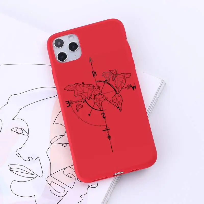 

Travel Airplane world map abstract line Phone Case Red Candy Color for iPhone 6 7 8 11 12 s mini pro X XS XR MAX Plus