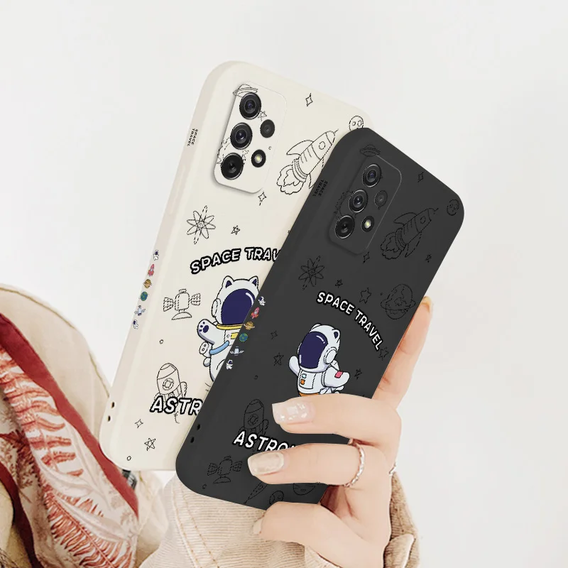 

Astronaut Phone Case For Samsung A72 A52 A42 A32 A22 A21S A02S A12 A02 A71 A51 A41 A31 S21 S20 FE S10 S9 Ultra Plus Back Cover