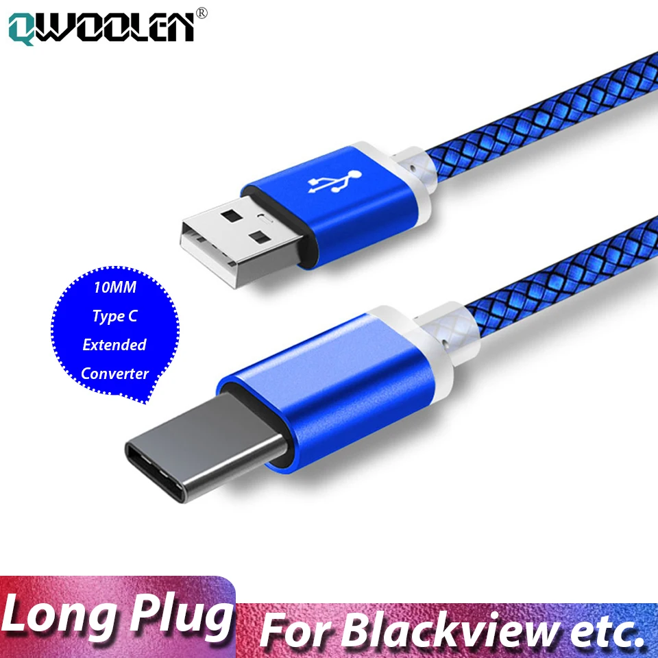 10 мм Длинный разъем USB Type C кабель для Blackview BV9900 BV9600 Oukitel Doogee Umidigi Power 3 F2|Кабели