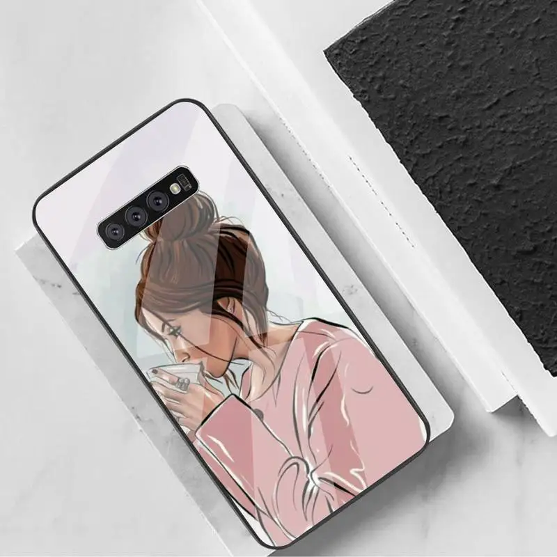

0 Fashion Beautiful Girl Pattern Phone Case Tempered Glass For Samsung Note8 9 10 10pro 10plus 20 20ultra S8 S9 10 20 Plus