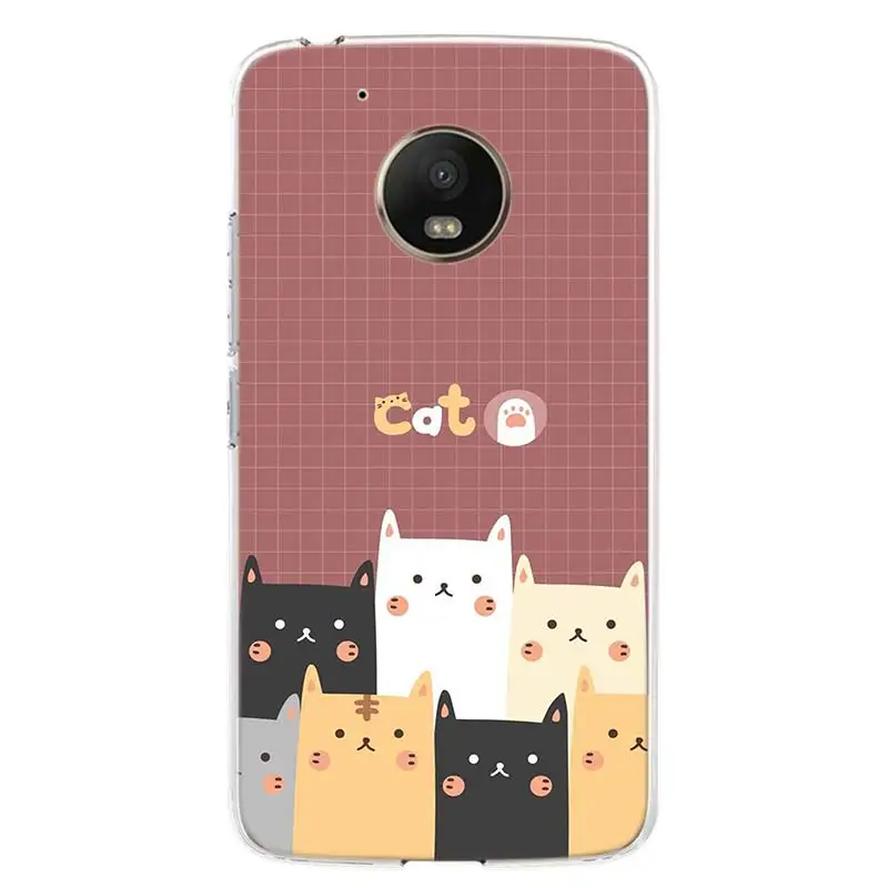 

Cat Bear Totally Brighten Cover Phone Case For Motorola Moto G8 G7 G6 G5S G5 E6 E5 E4 Plus G4 Play EU One Action X4 Pattern Coqu