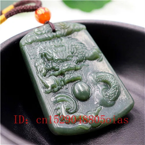 Натуральный китайский Нефритовый дракон кулон ожерелье Модные аксессуары