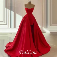 elegant dubai formal party dresses long robe de soiree african turkish red prom dress women evening gown strapless arabic