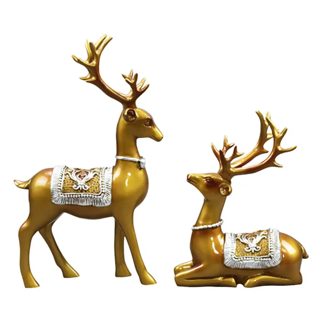 

2 Pairs Nordic Reindeer Statue Deer Lover Sculpture Figurine Ornament