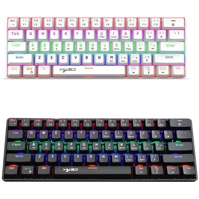 

61 Key USB Wired RGB Backlight Mechanical Gaming Keyboard 60% Scientific Key Layout Ultra-Compact Anti-Ghosting Keyboard