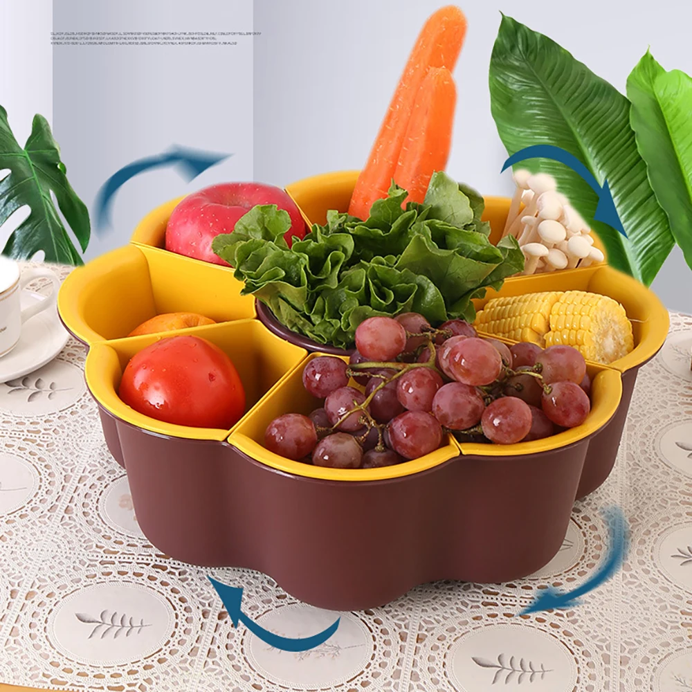 

Multifunctional Rotating Drain Basket Strainers Plastic Vegetable Basket Hot Pot Storage Platter Fruit Plate Snack Tray