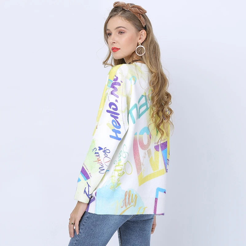 Autumn Winter Women Thick Knitted Sweater Oversized Pullovers Jumper Letter Print Christmas Warm Tops Pull Femme | Женская одежда