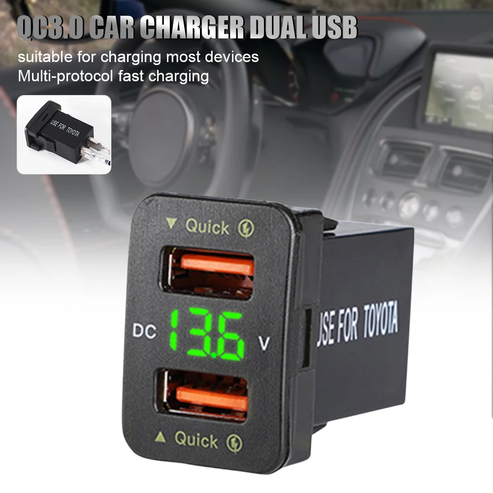 

Автомобильное зарядное устройство с двумя USB-портами, 12-24 В, цифровой вольтметр, светодиодные автомобильные аксессуары, адаптер питания для ...