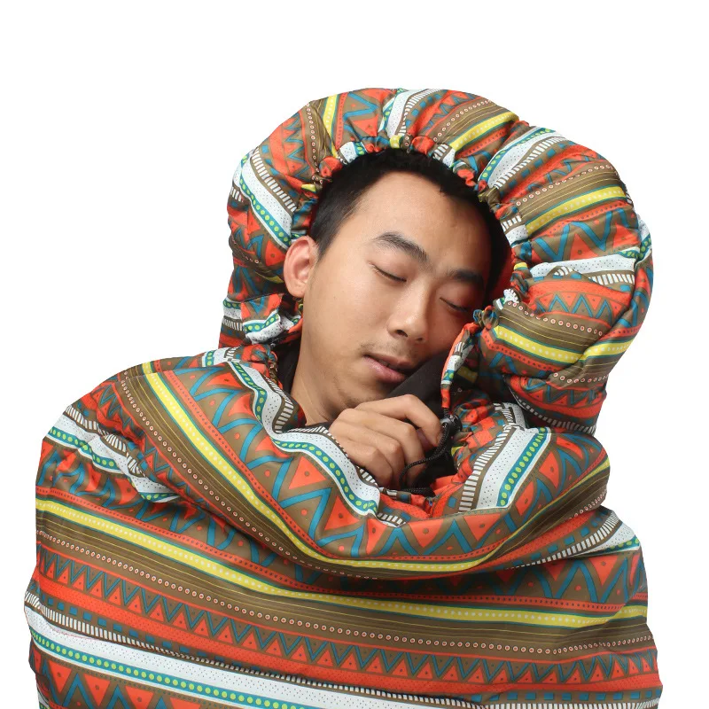 Спальный мешок для кемпинга расширенный путешествий обеды конверта с шапочкой