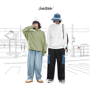 SODAWATER мужская толстовка с высоким воротником, уличный сверхразмерный скейтборд, однотонный, Толстовка для мужчин, Осень-зима, хип-хоп, хлопок, 9622W