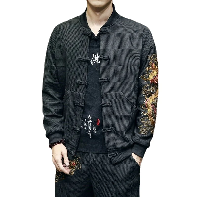

Traditional Chinese Style Embroidery Dragon Hanfu Blouse Tang Suit Men Kungfu Shirts Tops Jacket Cheongsam New Year Coats G219