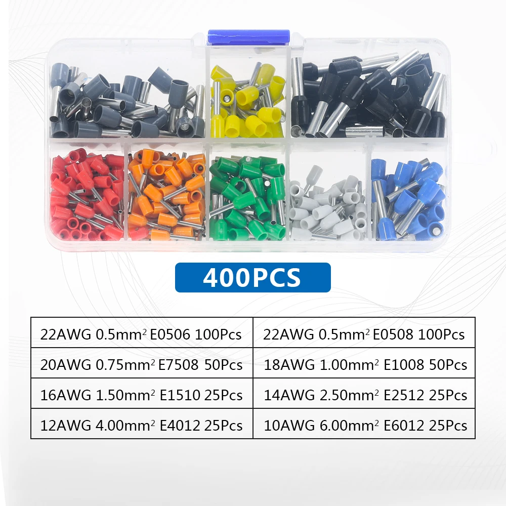 400Pcs terminal FASEN HSC8 6-4 HSC8 6-6 саморегулируемые обжимные плоскогубцы мини-типа 0,25-6 мм2 прямые немецкие плоскогубцы ручные инструменты - Цвет: 400Pcs terminal