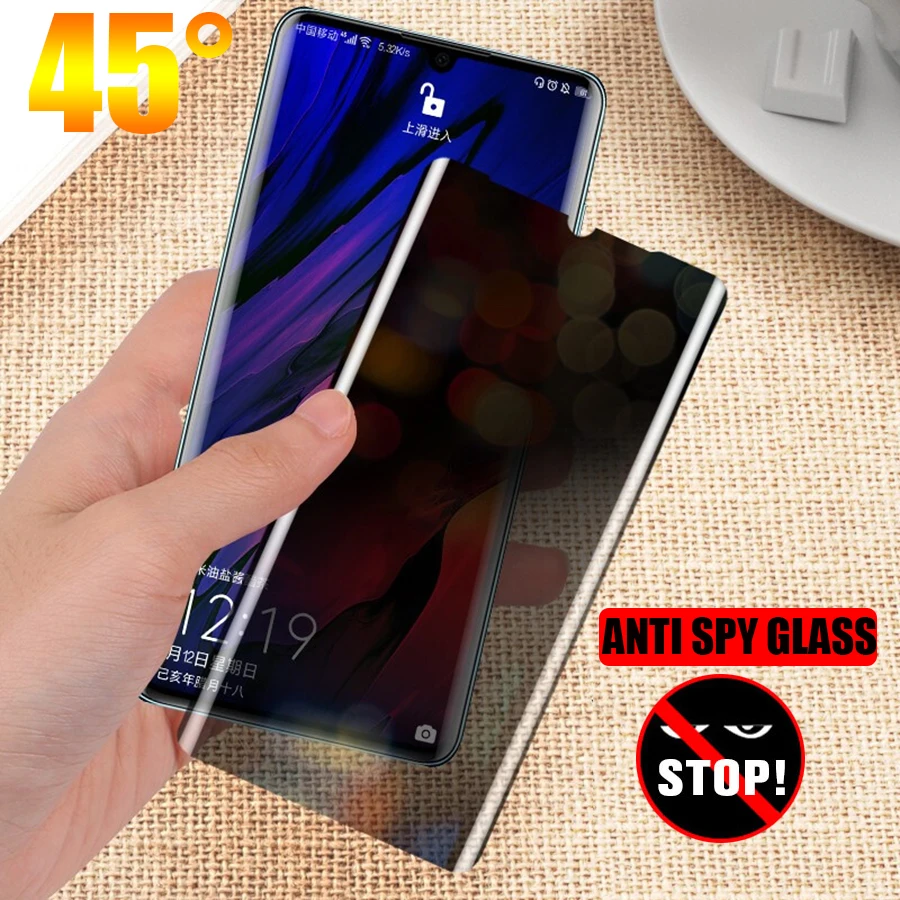 

3D Full Curved Anti Spy Tempered Glass For Huawei P30 Mate 20 P20 Pro Privacy Protection Screen Protector Nova 5T P30 P20 Lite