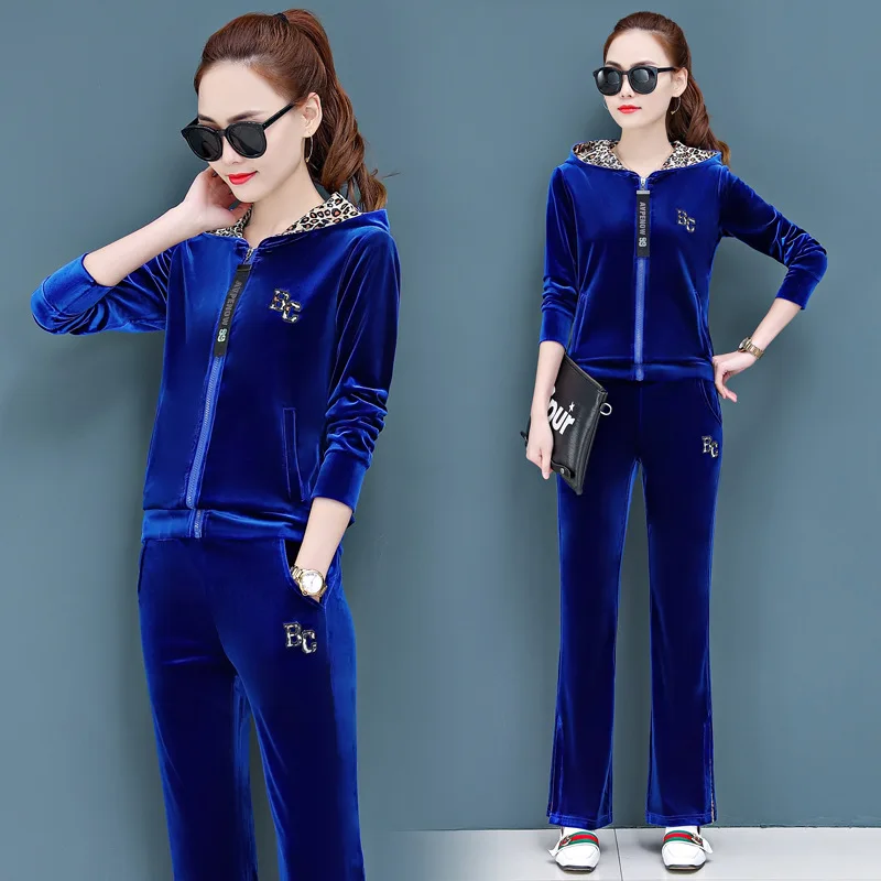 Комплект из двух предметов Бархатный спортивный костюм женский комплект Vetement Femme