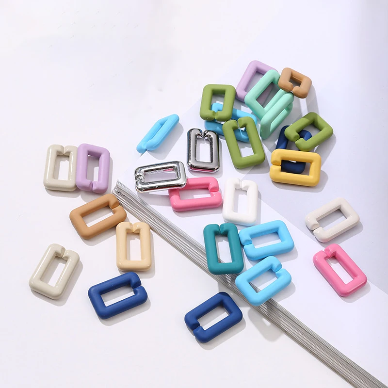 

50Pcs Colorful U-shaped Handle Paint Acrylic Chain For DIY Making Frosted Earrings Pendant Necklace Jewelry Accessory 20*30MM