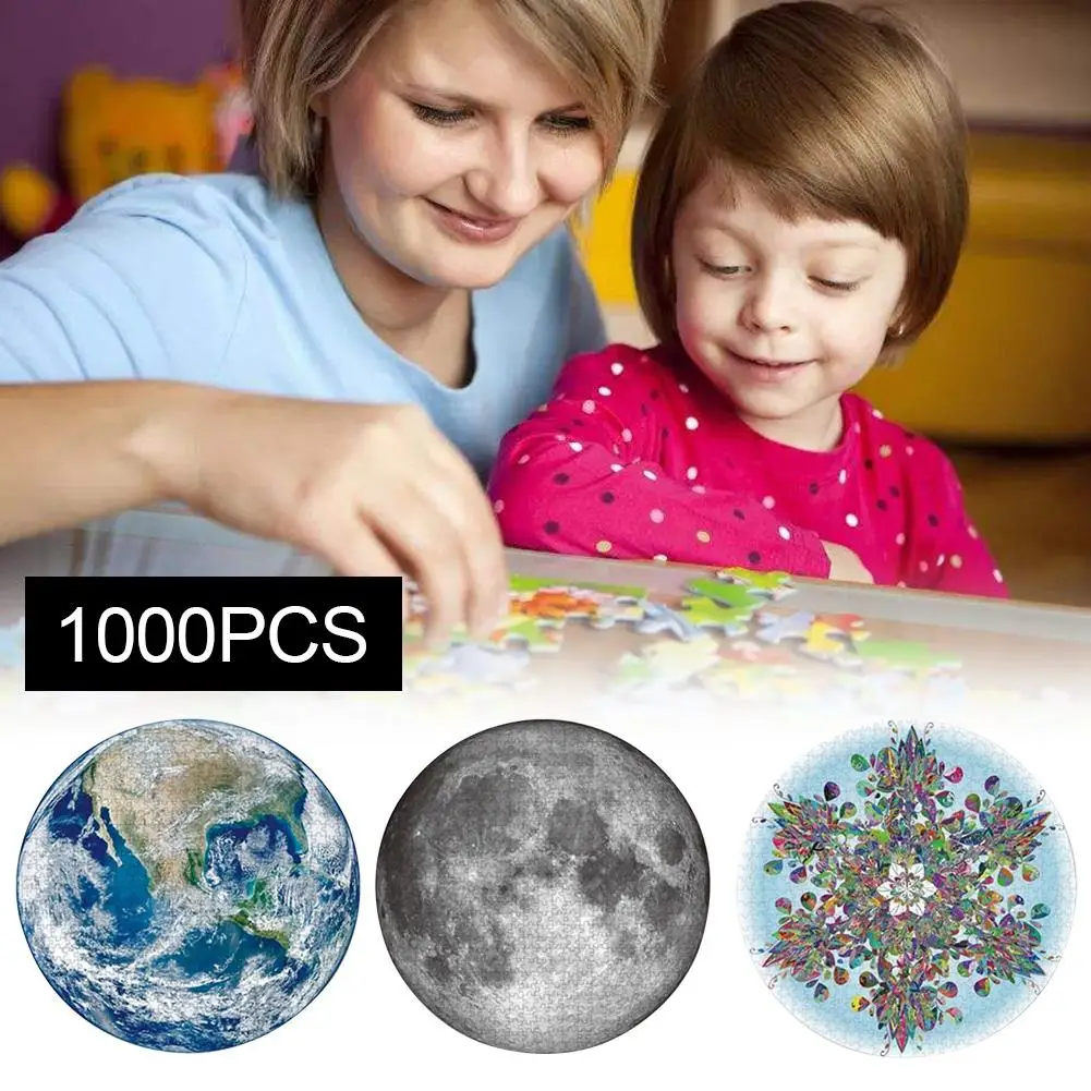 

1000Pcs Jigsaw Puzzles Earth Moon Flower Shaped Puzzle Jigsaw Educational Toy for Children Adults Reduce Stress Puzzle Paper