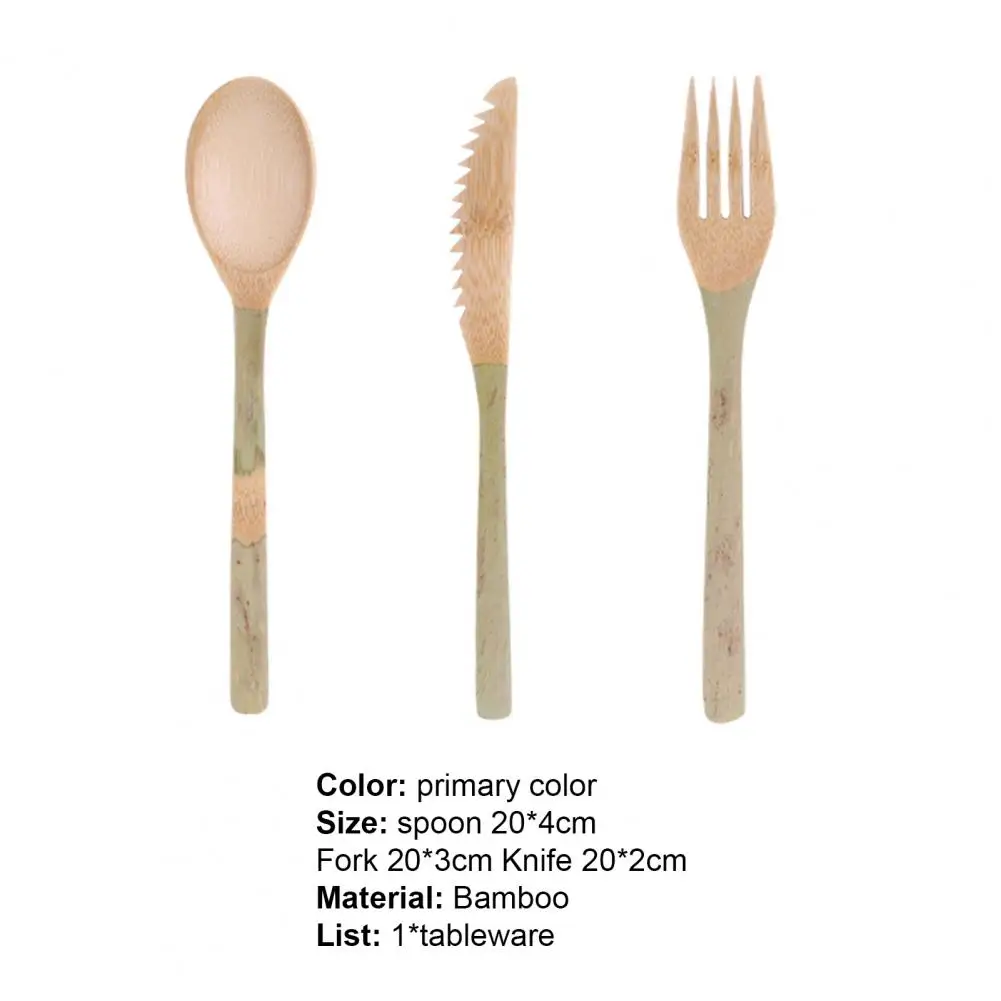

3Pcs/Set Bamboo Tableware Portable Simple Convenient Fruit Fork Cake Spoon Small Cutter Tableware for Travel