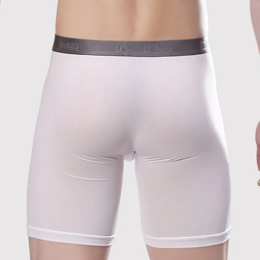 Mens Nylon Long Boxers Shorts Underwear Man U Convex Boxer Soft Slip Panties Sport Underpants Sculpting Boxershorts