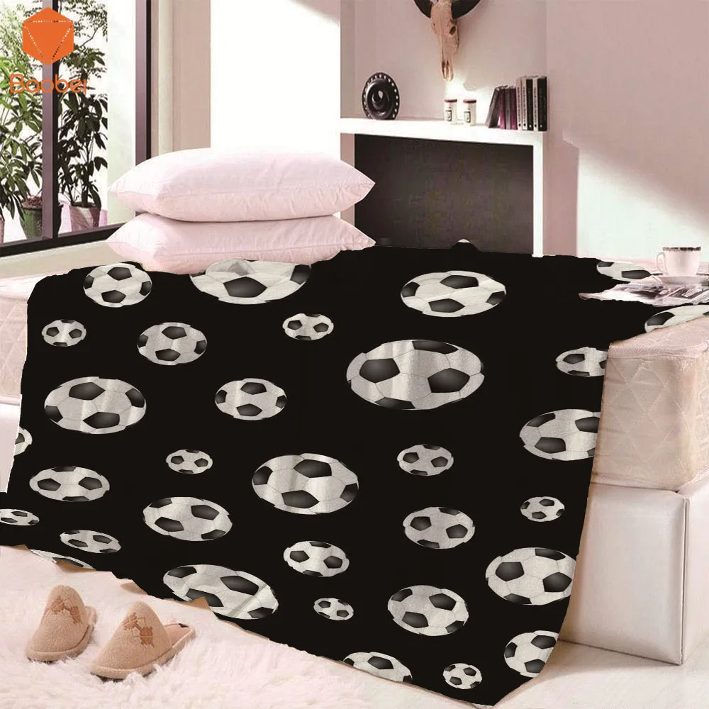 

3D Football Super Soft Black Blanket For Kids Microfiber Coral Fleece Throw Blanket On Bed Sofa Beach Towel Bedsheet
