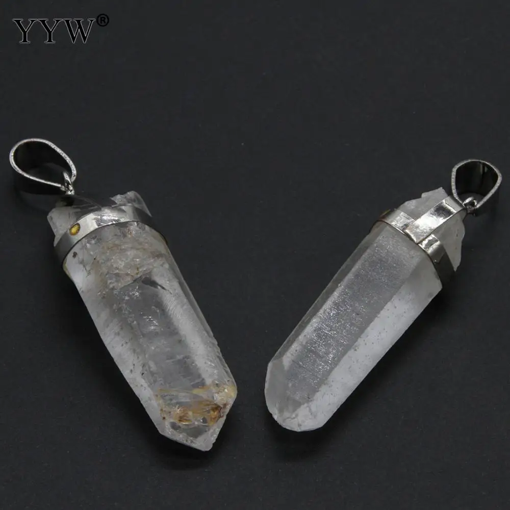 1 шт. прозрачная подвеска Маятник из кварцевого камня колонна Посеребренная