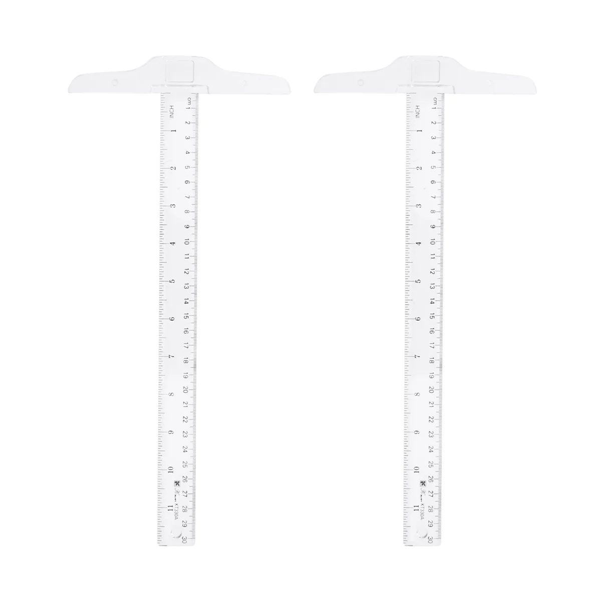 

2pcs 30cm T-Square Double Side Scale Plastic Measuring Tool T Shape Ruler for Drafting and General Layout Work (inch, cm)