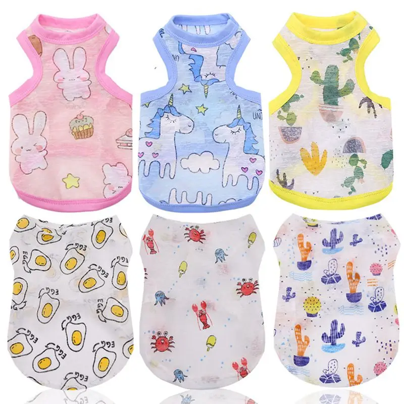 

New Puppy Dog Clothes Soft Cotton T-shirt Vest Cute Print Pets Clothing Spring Autumn Sleeveless Vests for Small Large Dogs