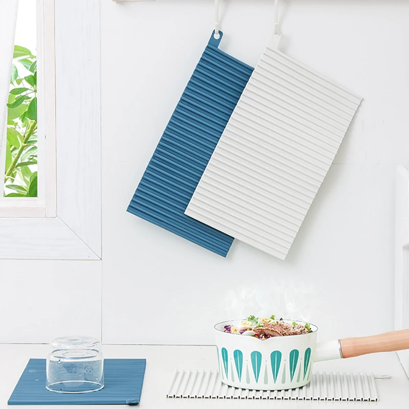 

Trivet Hot Pad Mat Silicone Non-Slip Easy Clean Dish Drying Mat Counter Drain Mat Heat Resistant Home Kitchen Tool Simple