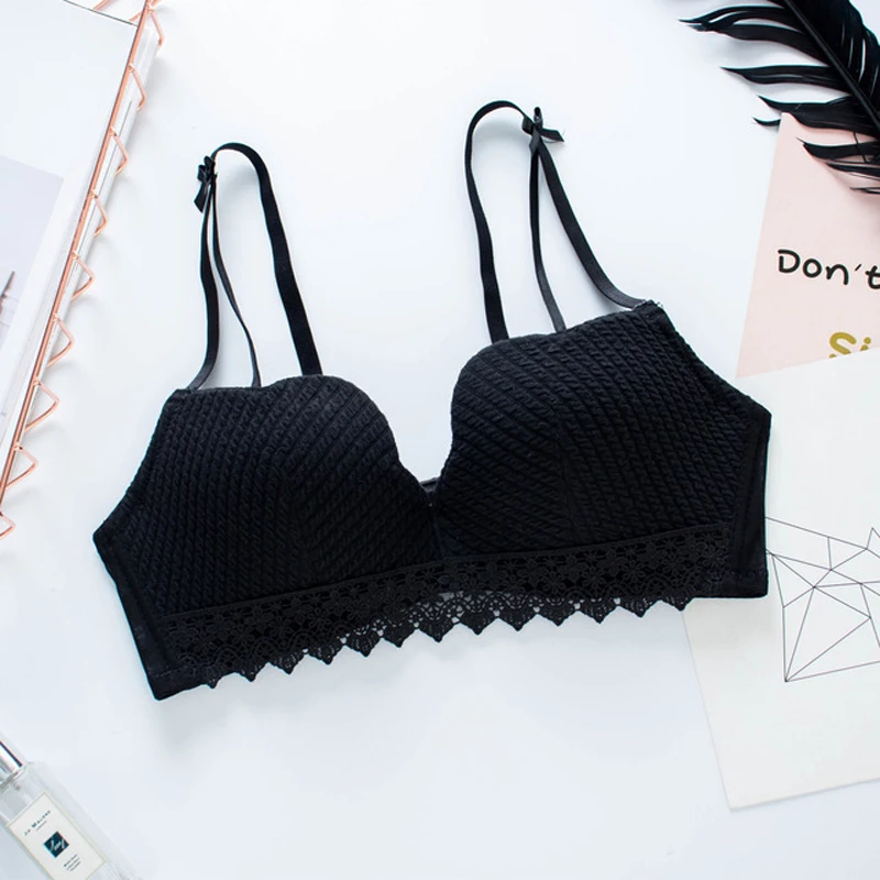 Женский бюстгальтер пуш-ап Roseheart черный красный или серый беспроводной кружевной