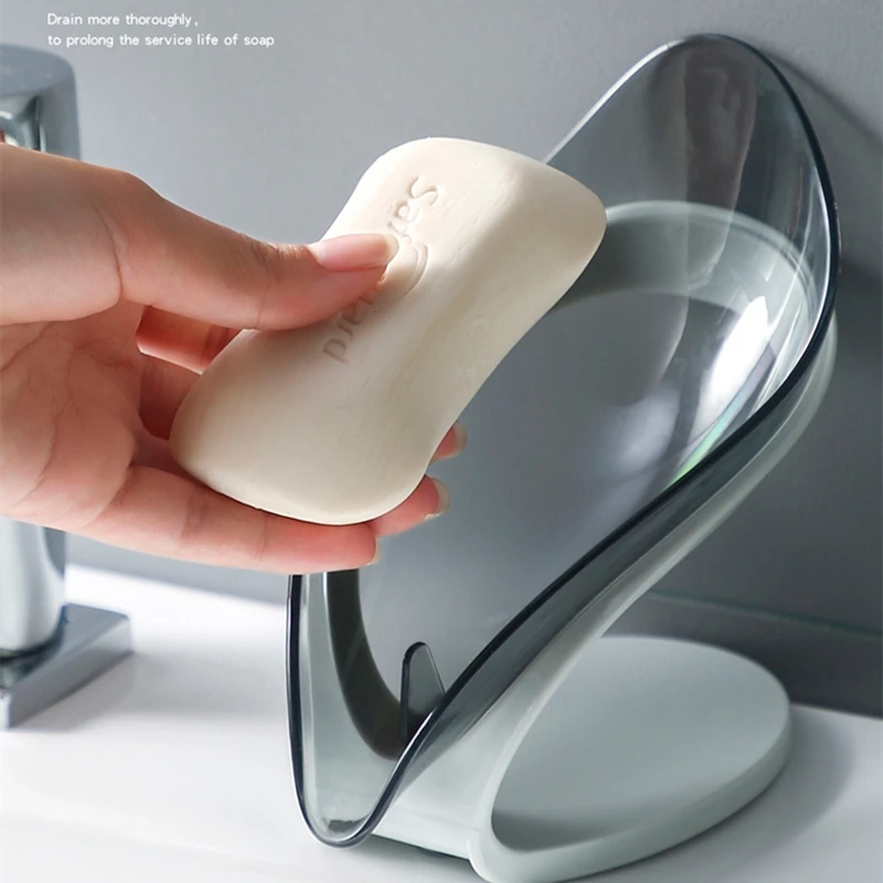 

Convenient Leaf-shaped Drain Soap Dish Bathroom Shower Soap Storage Box Tray Rack Bathroom Accessories Drainage Plastic Box