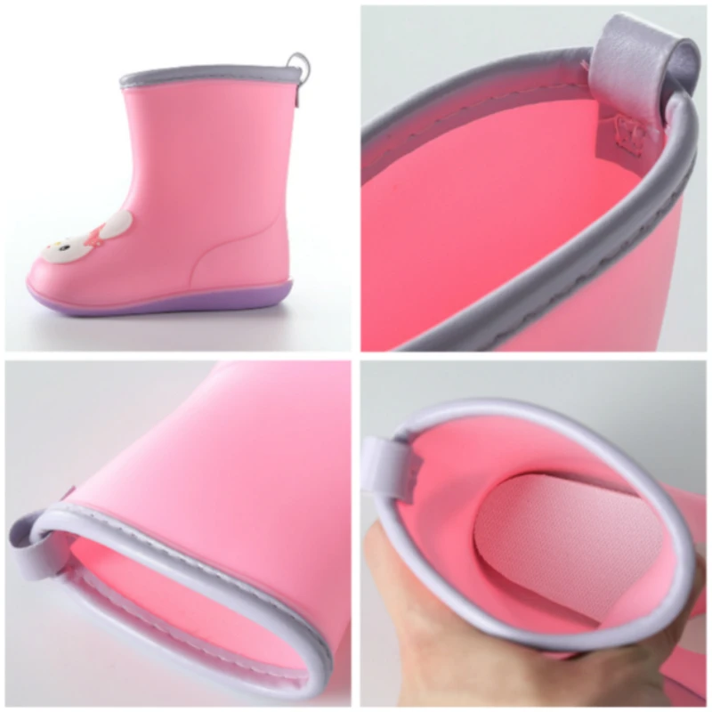 

Rain Boots for Baby Girls Waterproof Shoes with Warm Inside for Children PVC Rubber Kids Shoes Cartoon Water Shoes for Baby Boys