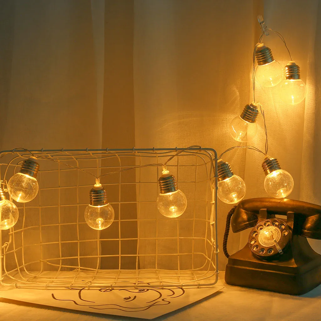 

Curtains Home Decor 10 Vintage Bulbs LED Garland String Fairy Lights Festoon Party Lights for Events Garden Party Xmas Wedding