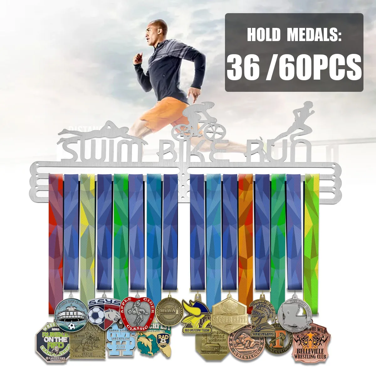 Подставка для медали бега марафона соревнований по плаванию велосипеду 60/36