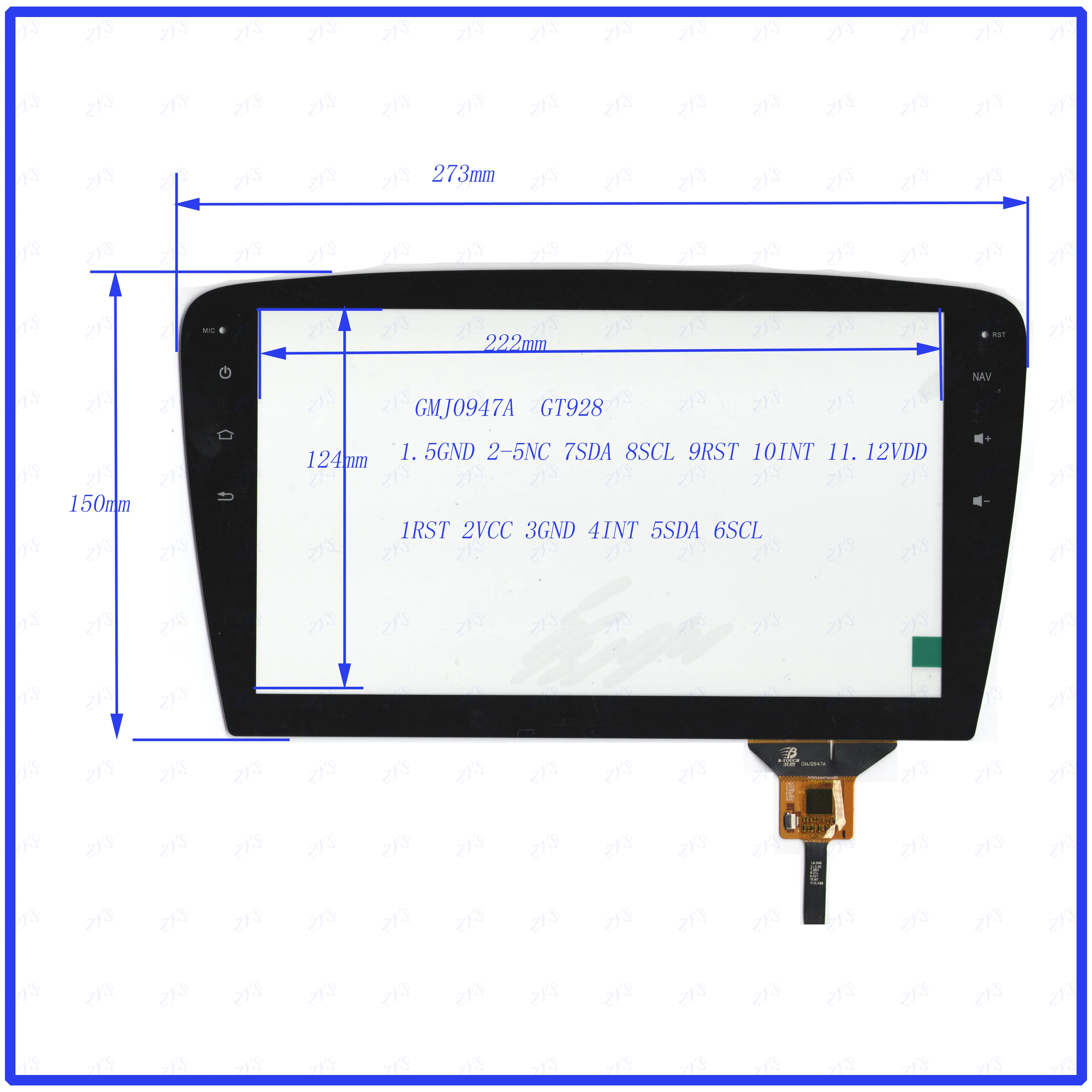 

GMJ047A GT928 capacitive for D60 screen compatible 273*150 touchglass screen this is compatible Touchsensor 273mm*150mm