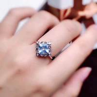 clasic 925 silver topaz ring 7mm natural light blue topaz silver ring sterling silver topaz jewelry brithday gift for woman