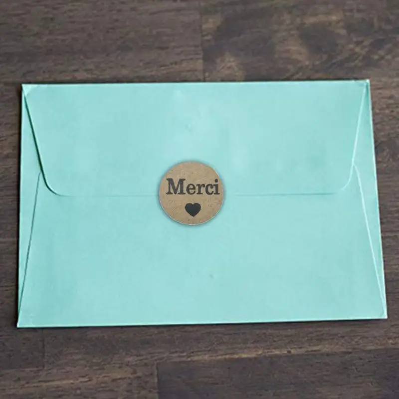 500pcs/Roll Kraft Merci French Thank You labels Stickers Envelope Package Seal | Канцтовары для офиса и дома