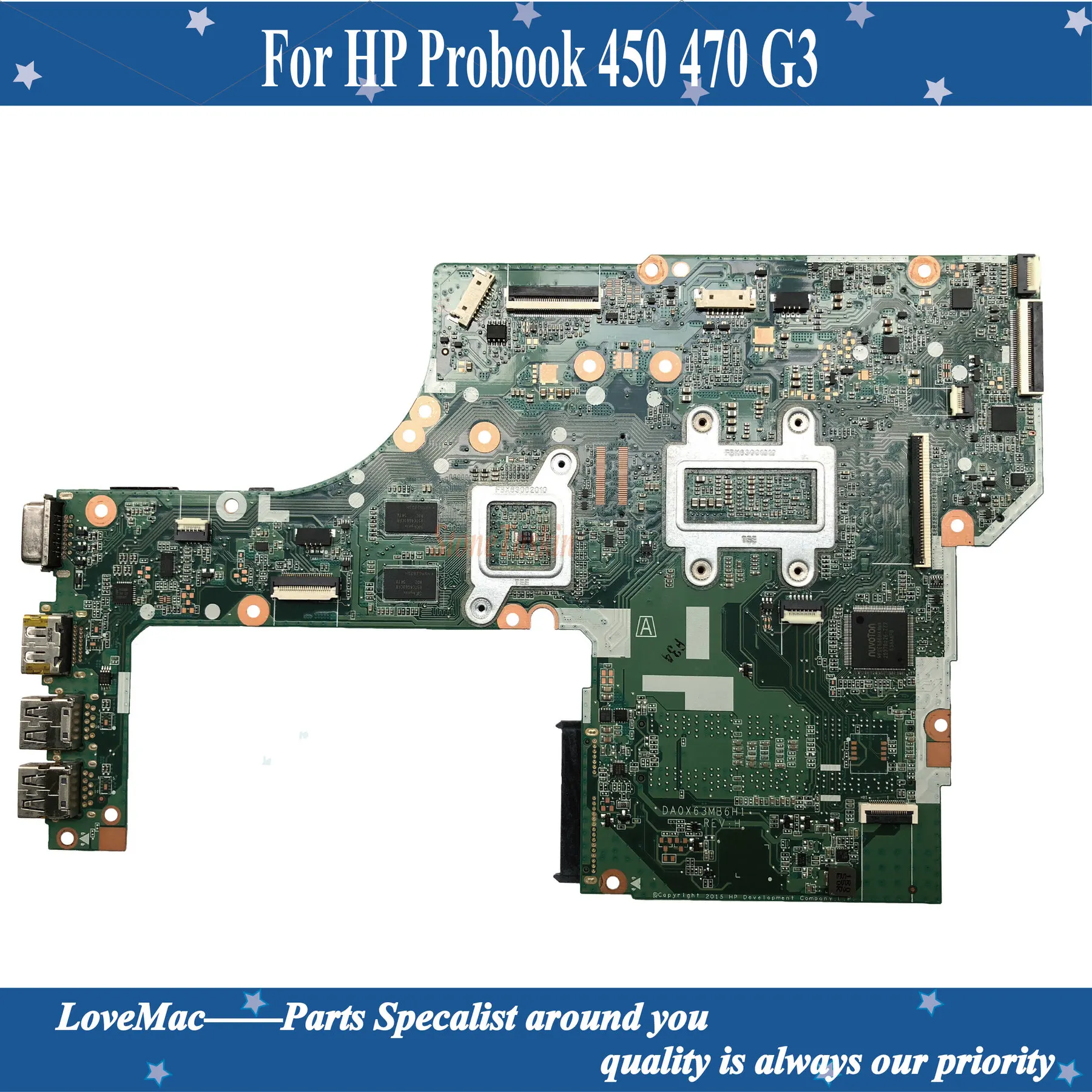 Высококачественная материнская плата 827025 001 для ноутбука HP Probook 450 470 G3 501 DA0X63MB6H1 SR2EY