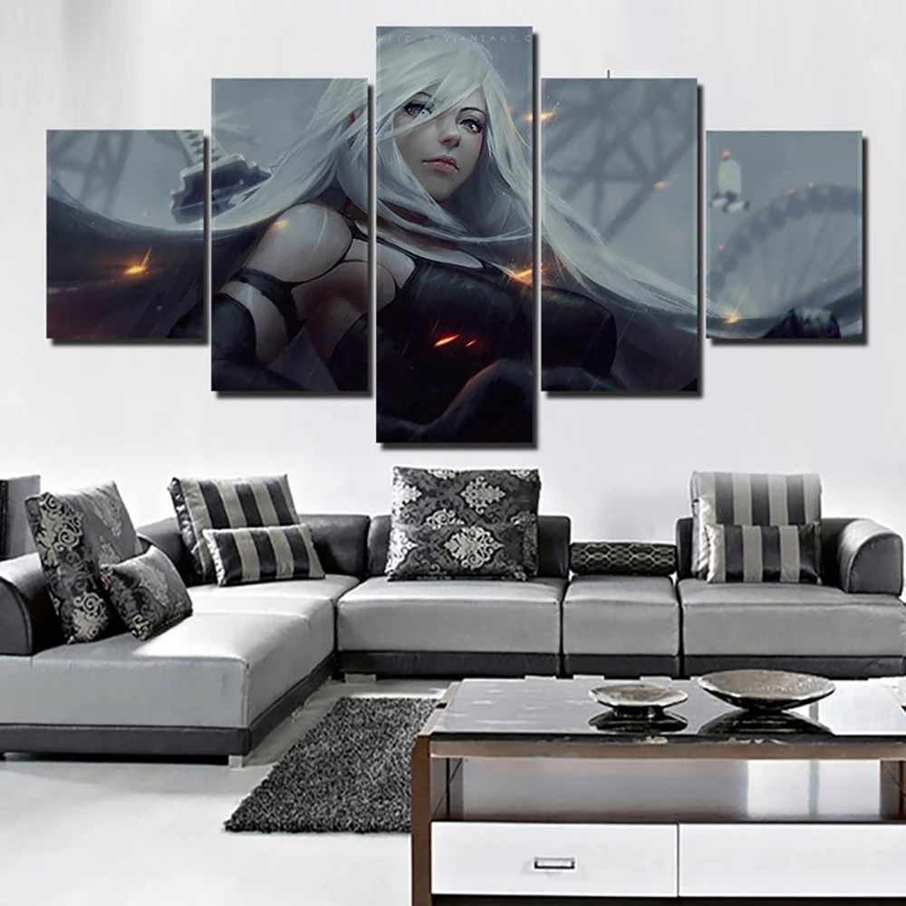 

5 Pieces Wall Art Canvas Painting Anime Character Poster Modern Living Room Home Decoration Bedroom Modular Pictures Framework