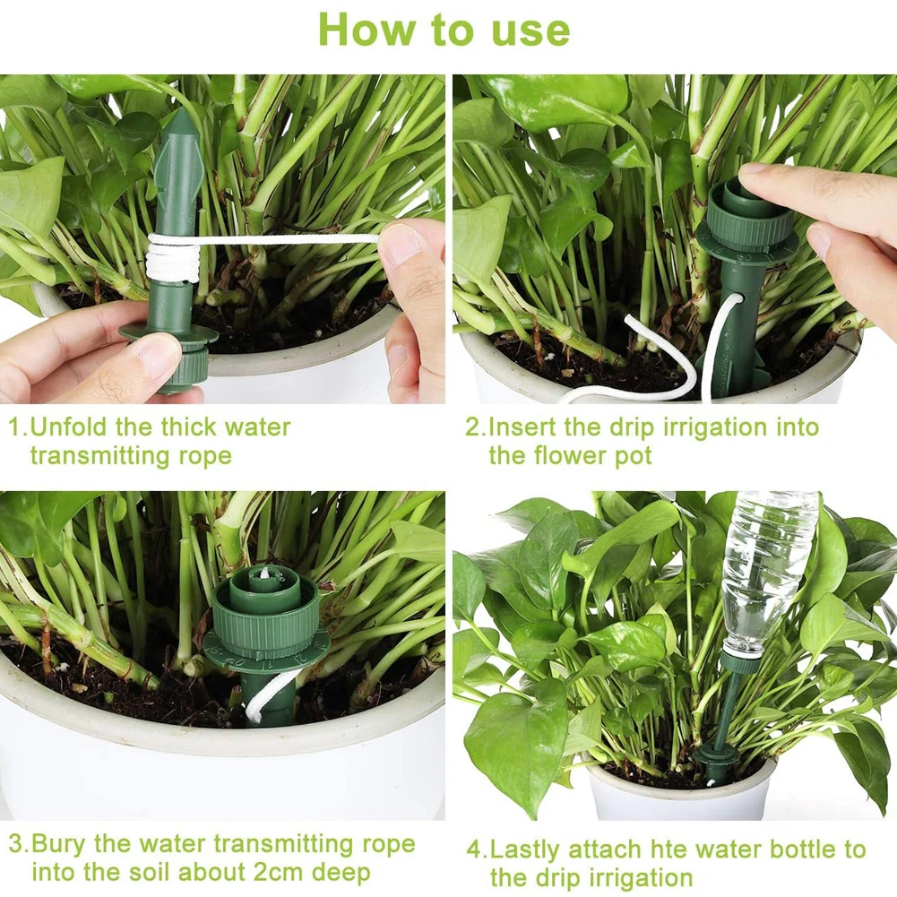 

12PCS Automatic Drip Irrigation Tool Spikes Automatic Flower Plant Garden Watering Kit Adjustable Water Self-Watering Device