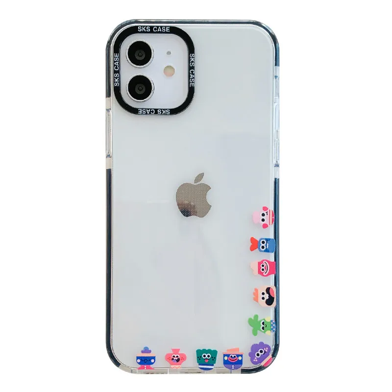 

Transparent cartoon silicone phone case for iPhone11 12Pro Max mini X XR XS XSMax 8 7PluS anti-drop protective back cover