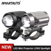 15w super bright tri model motorcycle led headlight mini projector lens hi lo beam car atv driving foglight auxiliary spotlight
