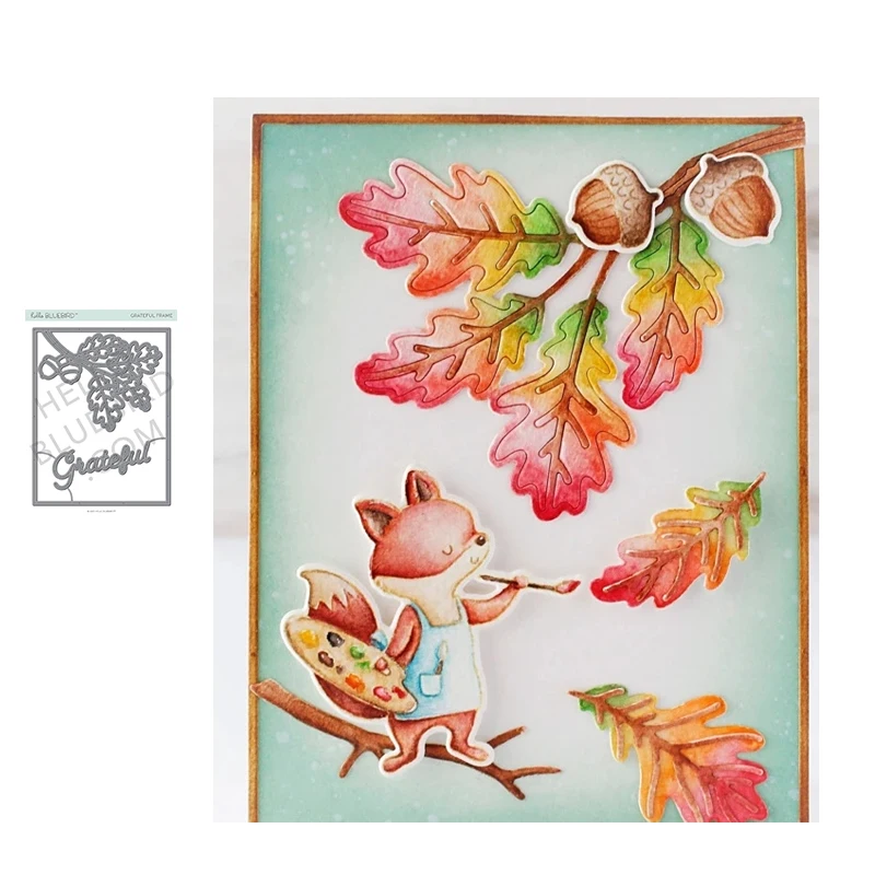 

Rectangle Grateful Branch Metal Cutting Dies Craft Scrapbooking Handmade Knife Mould Blade Punch Stencils Dies Cut Model Decor