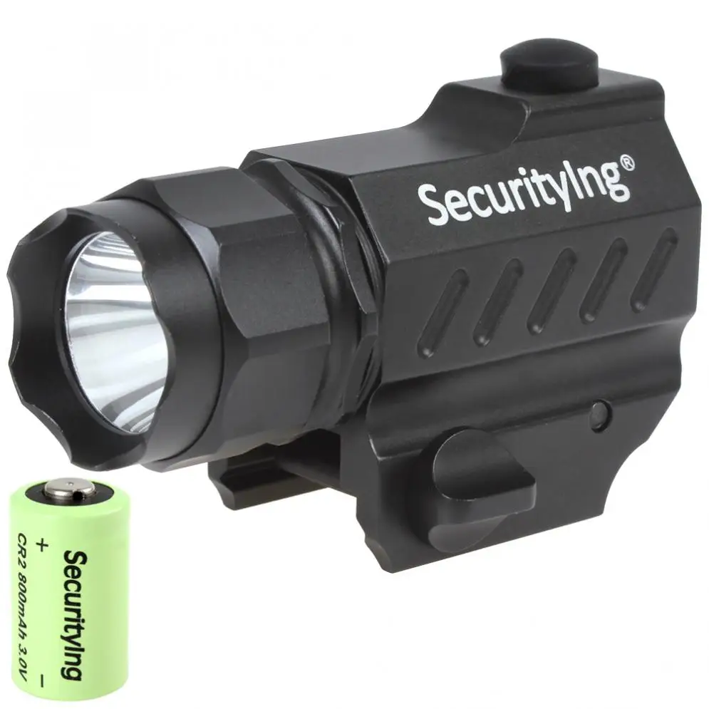 

SecurityIng 400 Lumens Mini XP-G R5 LED High Power Gun-Mounted Tactical Flashlight with 3.0V 800mA CR2 Battery