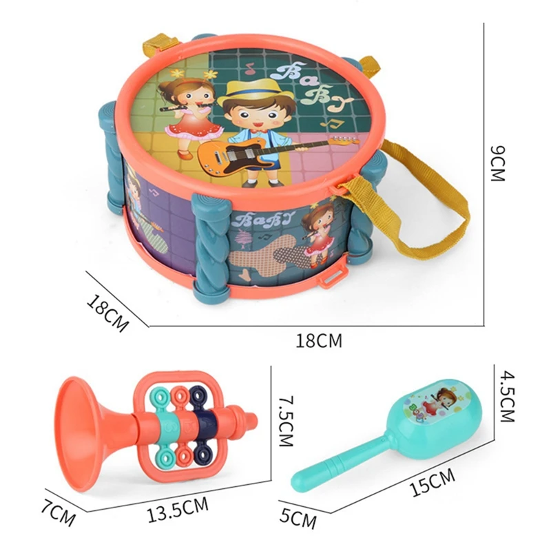 

Children Drum Trumpet Toy Music Percussion Kit Baby Early Learning